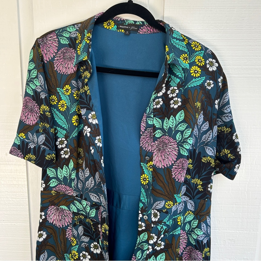 J. Crew Floral Print Dress - Black, Purple, Green - Picture 6 of 14